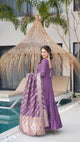 Premium Quality  Roman Silk Gown Anarkali Suit Set