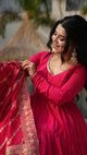 Premium Quality  Roman Silk Gown Anarkali Suit Set